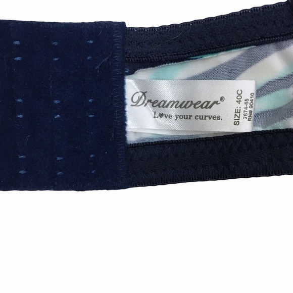 DREAMWEAR Bra Padded Underwire Animal Print Zebra Tiger Blue Size 40C - Picture 8 of 11